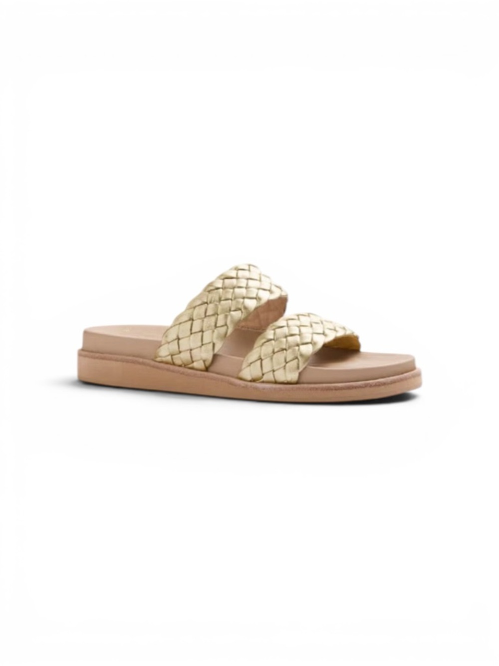 NEW FRANKIE4 Malone Slide Sandal Woven Gold Metallic Sz 7
